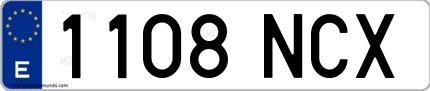 Ejemplo de matrícula española 1108 NCX