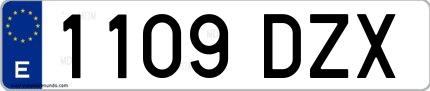 Ejemplo de matrícula española 1109 DZX