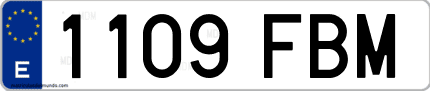 Ejemplo de matrícula de coche ordinaria 1109 FBM