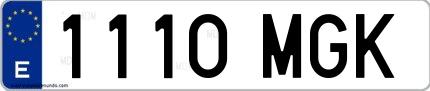 Ejemplo de matrícula española 1110 MGK