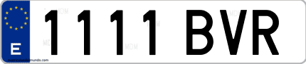 Ejemplo de matrícula de coche ordinaria 1111 BVR