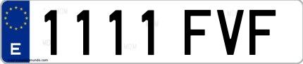 Ejemplo de matrícula española 1111 FVF
