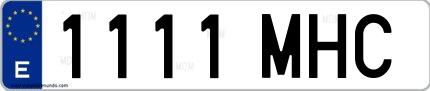 Ejemplo de matrícula española 1111 MHC