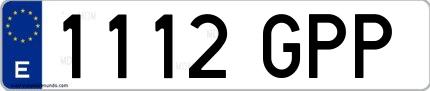 Ejemplo de matrícula española 1112 GPP