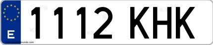 Ejemplo de matrícula española 1112 KHK