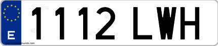 Ejemplo de matrícula de coche ordinaria 1112 LWH