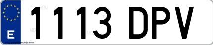 Ejemplo de matrícula española 1113 DPV