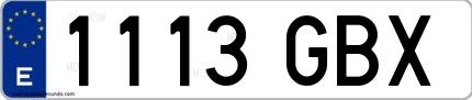 Ejemplo de matrícula española 1113 GBX