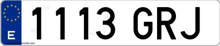 Ejemplo de matrícula de coche ordinaria 1113 GRJ
