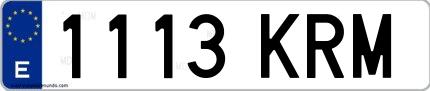 Ejemplo de matrícula española 1113 KRM