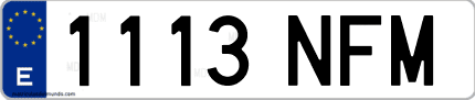 Ejemplo de matrícula de coche ordinaria 1113 NFM