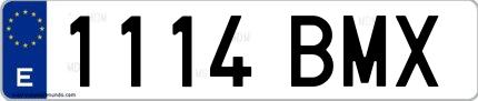 Ejemplo de matrícula de coche ordinaria 1114 BMX