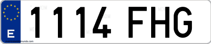 Ejemplo de matrícula de coche ordinaria 1114 FHG