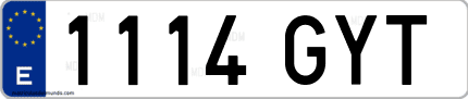 Ejemplo de matrícula de coche ordinaria 1114 GYT