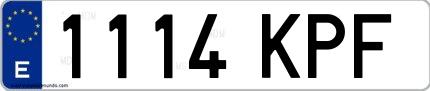 Ejemplo de matrícula española 1114 KPF