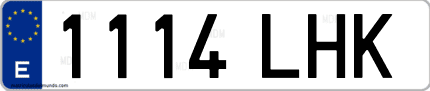 Ejemplo de matrícula de coche ordinaria 1114 LHK