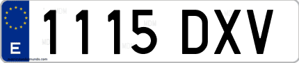 Ejemplo de matrícula de coche ordinaria 1115 DXV