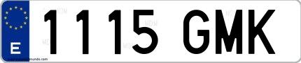 Ejemplo de matrícula española 1115 GMK