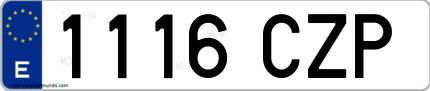 Ejemplo de matrícula española 1116 CZP