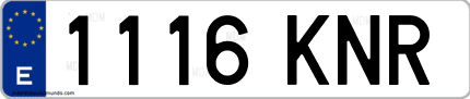 Ejemplo de matrícula de coche ordinaria 1116 KNR