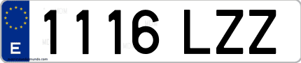 Ejemplo de matrícula de coche ordinaria 1116 LZZ