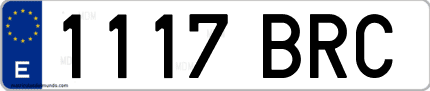 Ejemplo de matrícula de coche ordinaria 1117 BRC