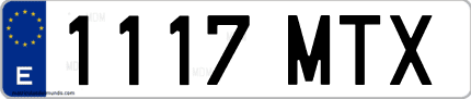 Ejemplo de matrícula de coche ordinaria 1117 MTX