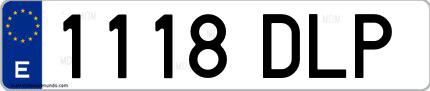 Ejemplo de matrícula española 1118 DLP