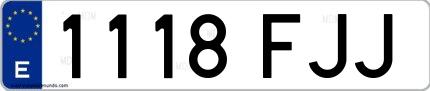 Ejemplo de matrícula española 1118 FJJ