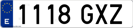 Ejemplo de matrícula de coche ordinaria 1118 GXZ