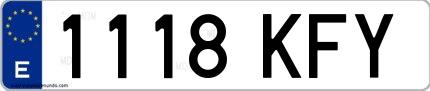 Ejemplo de matrícula española 1118 KFY