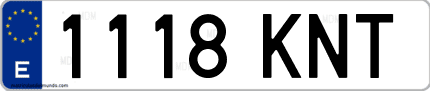 Ejemplo de matrícula de coche ordinaria 1118 KNT