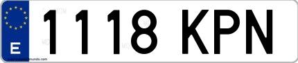 Ejemplo de matrícula española 1118 KPN