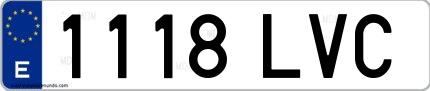 Ejemplo de matrícula española 1118 LVC