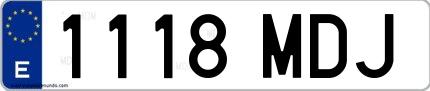 Ejemplo de matrícula española 1118 MDJ