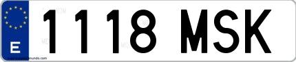 Ejemplo de matrícula española 1118 MSK
