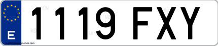 Ejemplo de matrícula española 1119 FXY