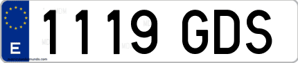 Ejemplo de matrícula de coche ordinaria 1119 GDS