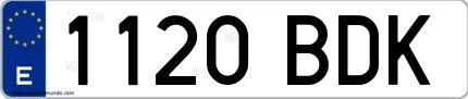 Ejemplo de matrícula española 1120 BDK