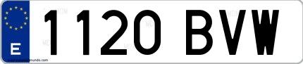 Ejemplo de matrícula española 1120 BVW