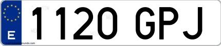 Ejemplo de matrícula española 1120 GPJ