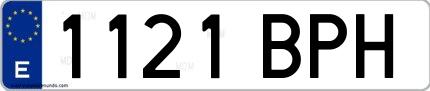 Ejemplo de matrícula española 1121 BPH