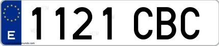 Ejemplo de matrícula española 1121 CBC