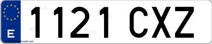 Ejemplo de matrícula española 1121 CXZ