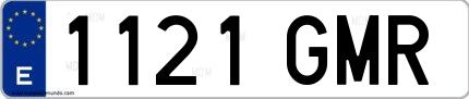 Ejemplo de matrícula española 1121 GMR