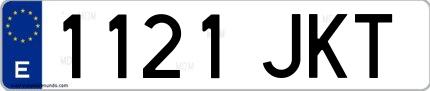 Ejemplo de matrícula española 1121 JKT