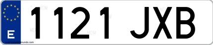 Ejemplo de matrícula española 1121 JXB