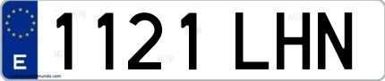 Ejemplo de matrícula española 1121 LHN