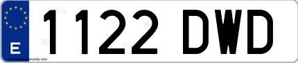 Ejemplo de matrícula española 1122 DWD