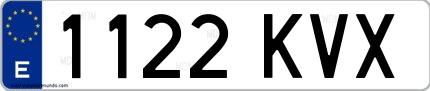 Ejemplo de matrícula española 1122 KVX